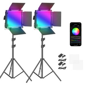 Neewer 2 Packs 660 PRO/530 RGB Led Light with APP Control, Photography Video Lighting Kit with Stands, Softbox and Bag, Dimmable 660 SMD