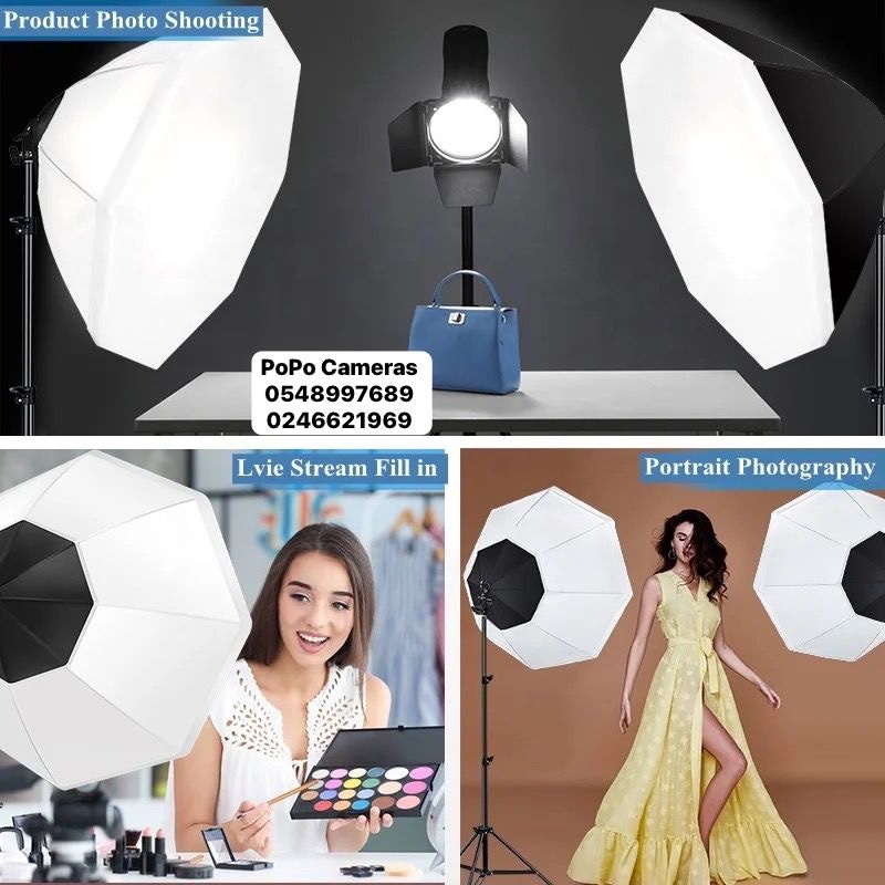 85cm panoramic softbox with diffuser + 2m stand + 25w bi-color bulb with remote - Image 2