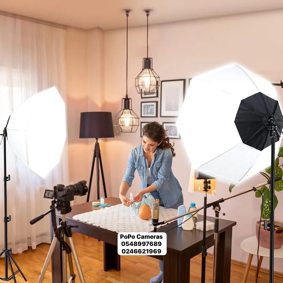 85cm panoramic softbox with diffuser + 2m stand + 25w bi-color bulb with remote - Image 6