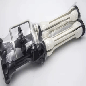 Stabilizer camera gimbal with protective cover for professional photography and videography.