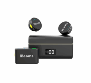 Wireless LED Beams earbuds with charging case, portable and stylish.