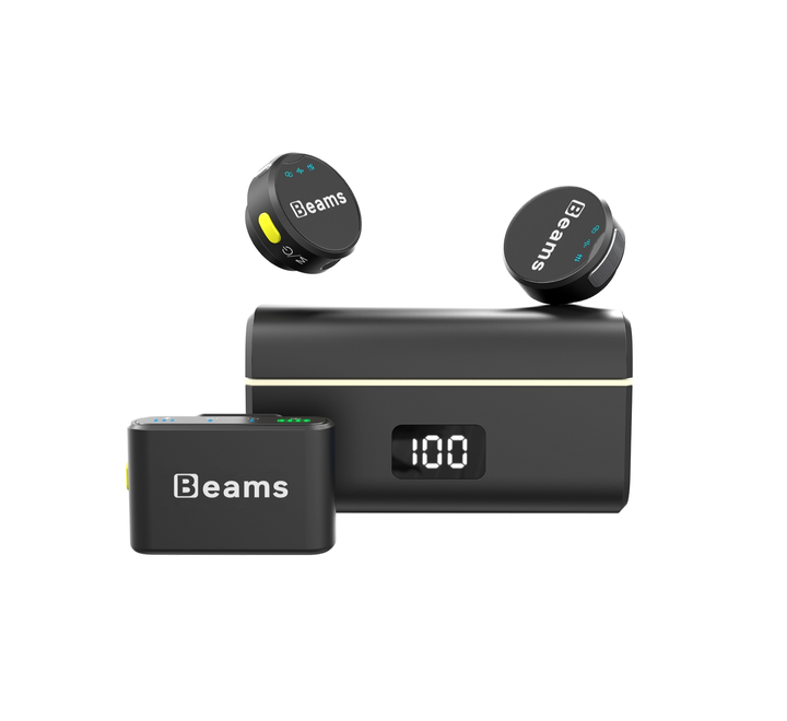 Wireless LED Beams earbuds with charging case, portable and stylish.