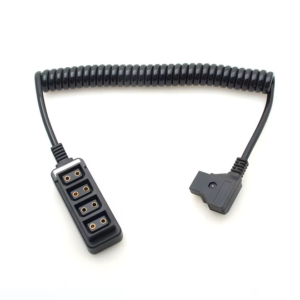 D-Tap Splitter Cable D-Tap Male to 4 Port D-Tap Female Spring Coiled Splitter Power Cable for V-Mount Battery