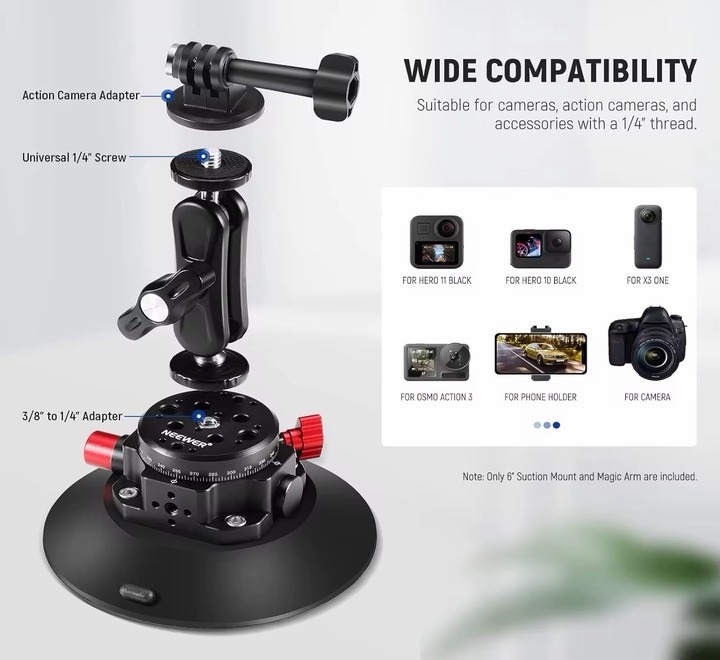 Neewer CA013 6 inches camera or phone suction cup mount - Image 2