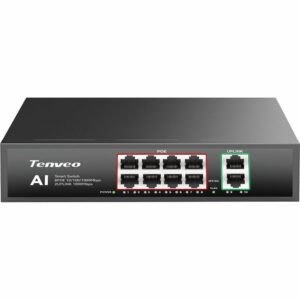 Tenveo TEVO-POE8 8-Port Gigabit PoE+ Compliant Unmanaged Switch